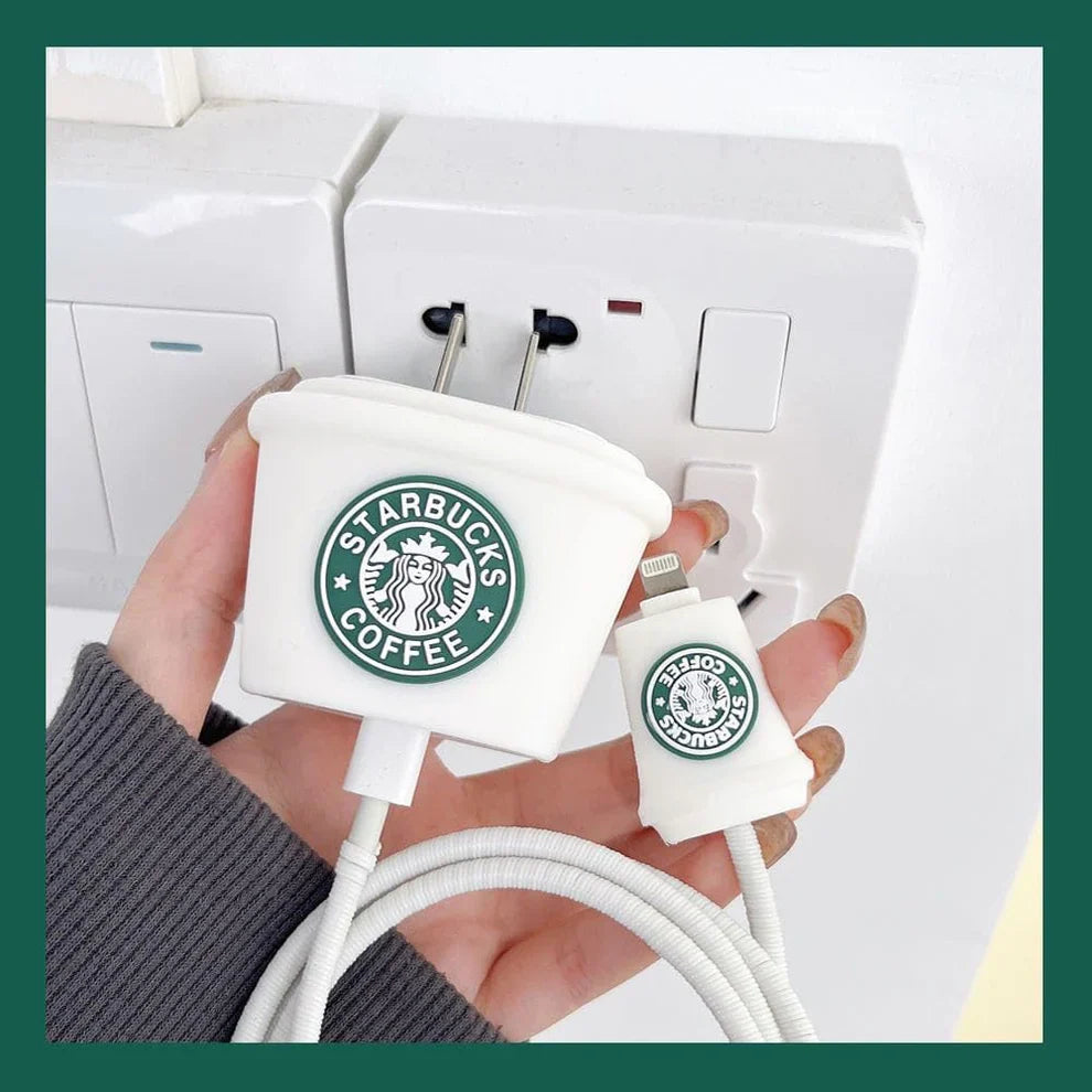 3D Starbucks White Charger Case & Cable Protector (18W/20W)