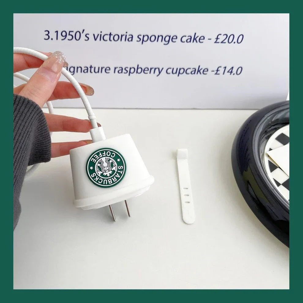 3D Starbucks White Charger Case & Cable Protector (18W/20W)