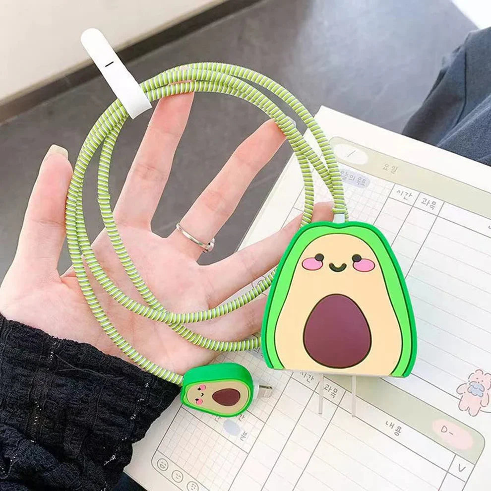 3D Avacado Charger Case & Cable Protector (18W/20W)