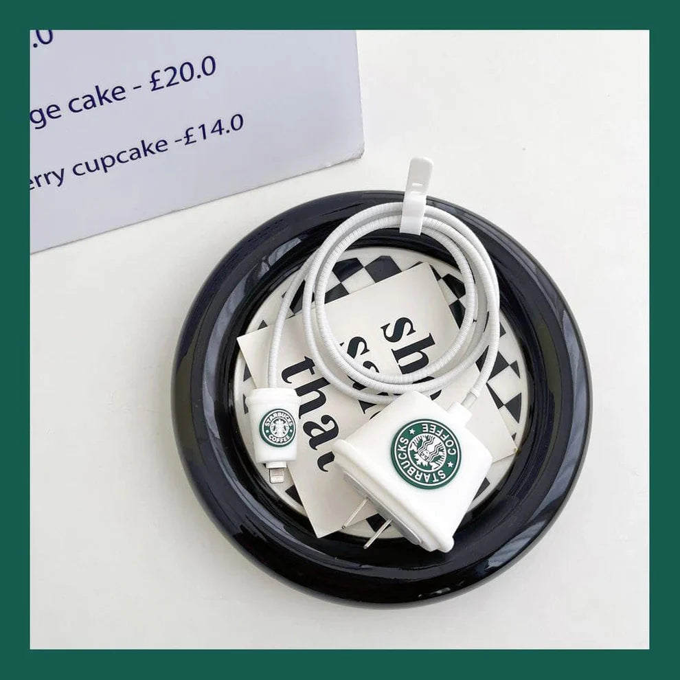 3D Starbucks White Charger Case & Cable Protector (18W/20W)