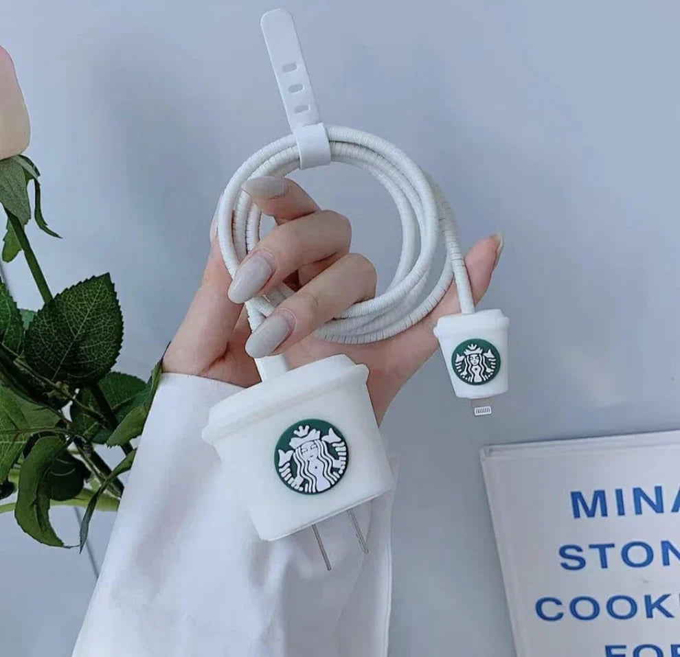 3D Starbucks White Charger Case & Cable Protector (18W/20W)