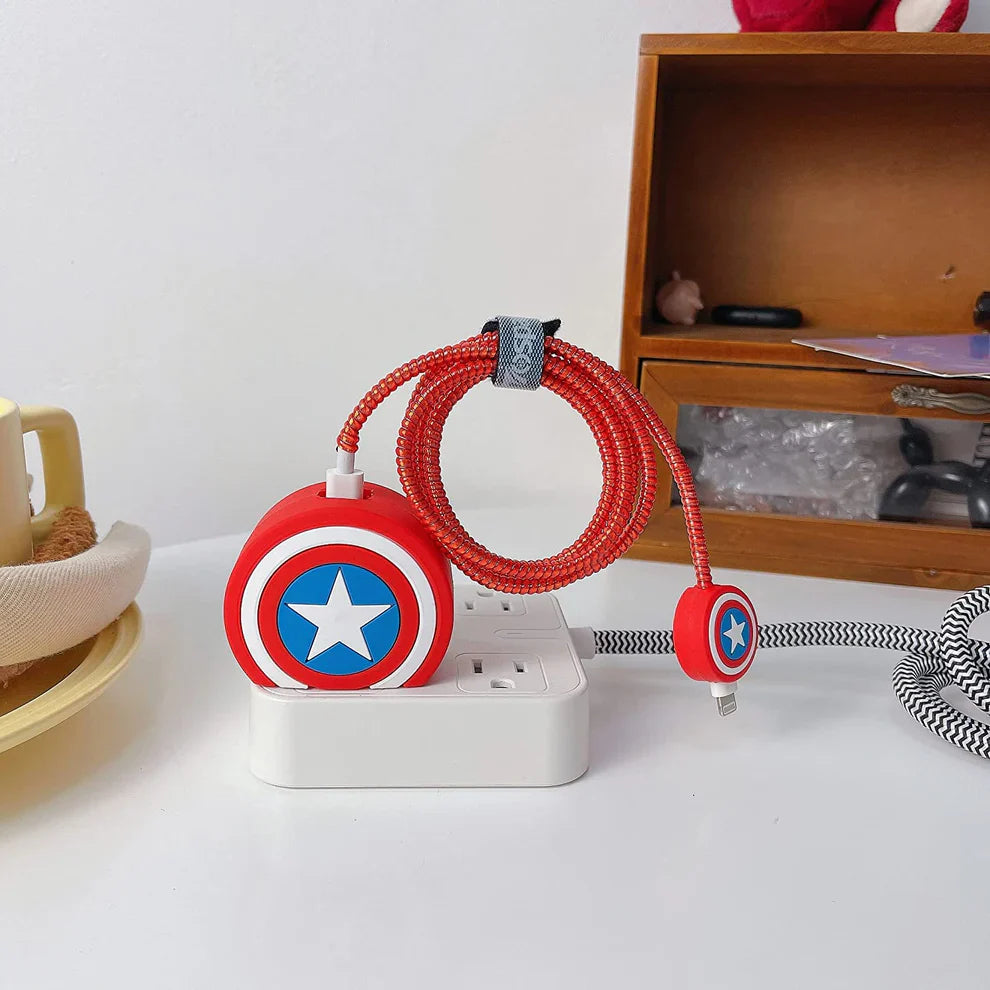 3D  Captain America-themed Charger Case & Cable Protector (18W/20W)