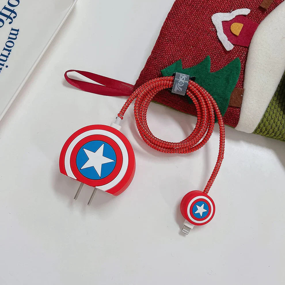 3D  Captain America-themed Charger Case & Cable Protector (18W/20W)