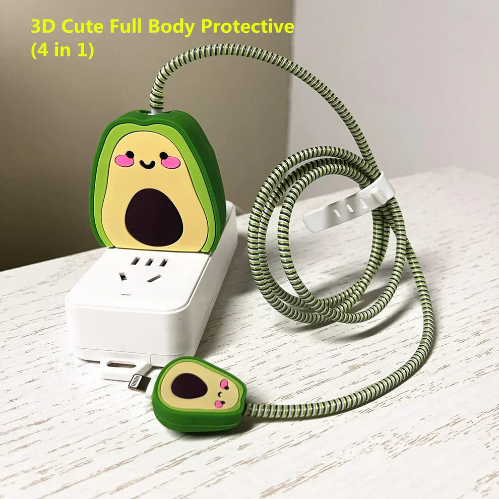 3D Avacado Charger Case & Cable Protector (18W/20W)