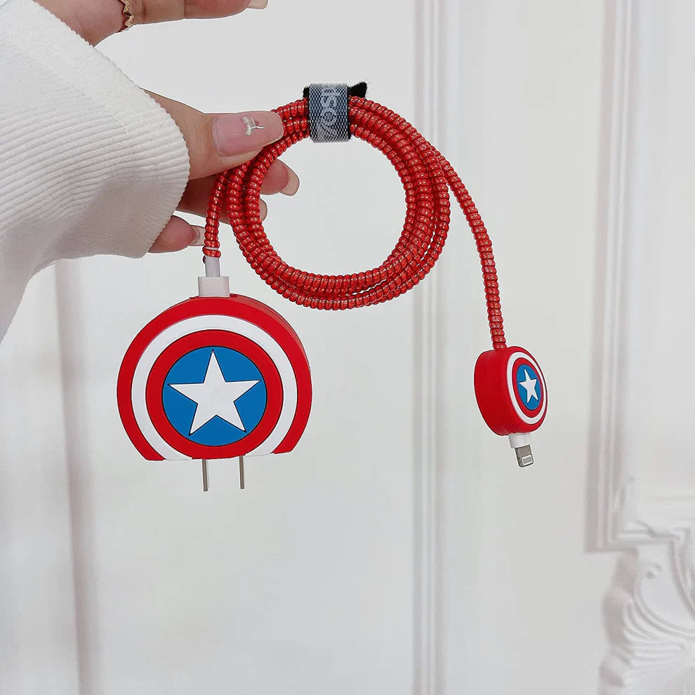 3D  Captain America-themed Charger Case & Cable Protector (18W/20W)