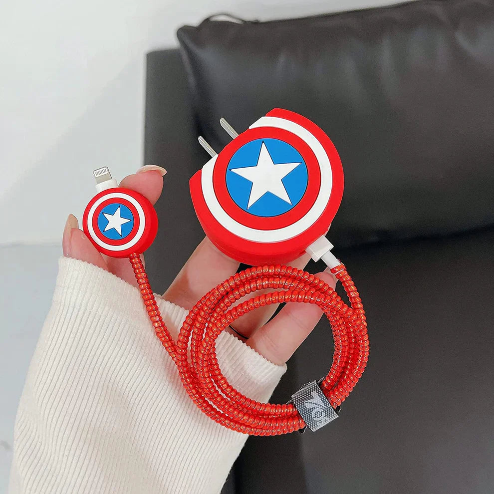 3D  Captain America-themed Charger Case & Cable Protector (18W/20W)