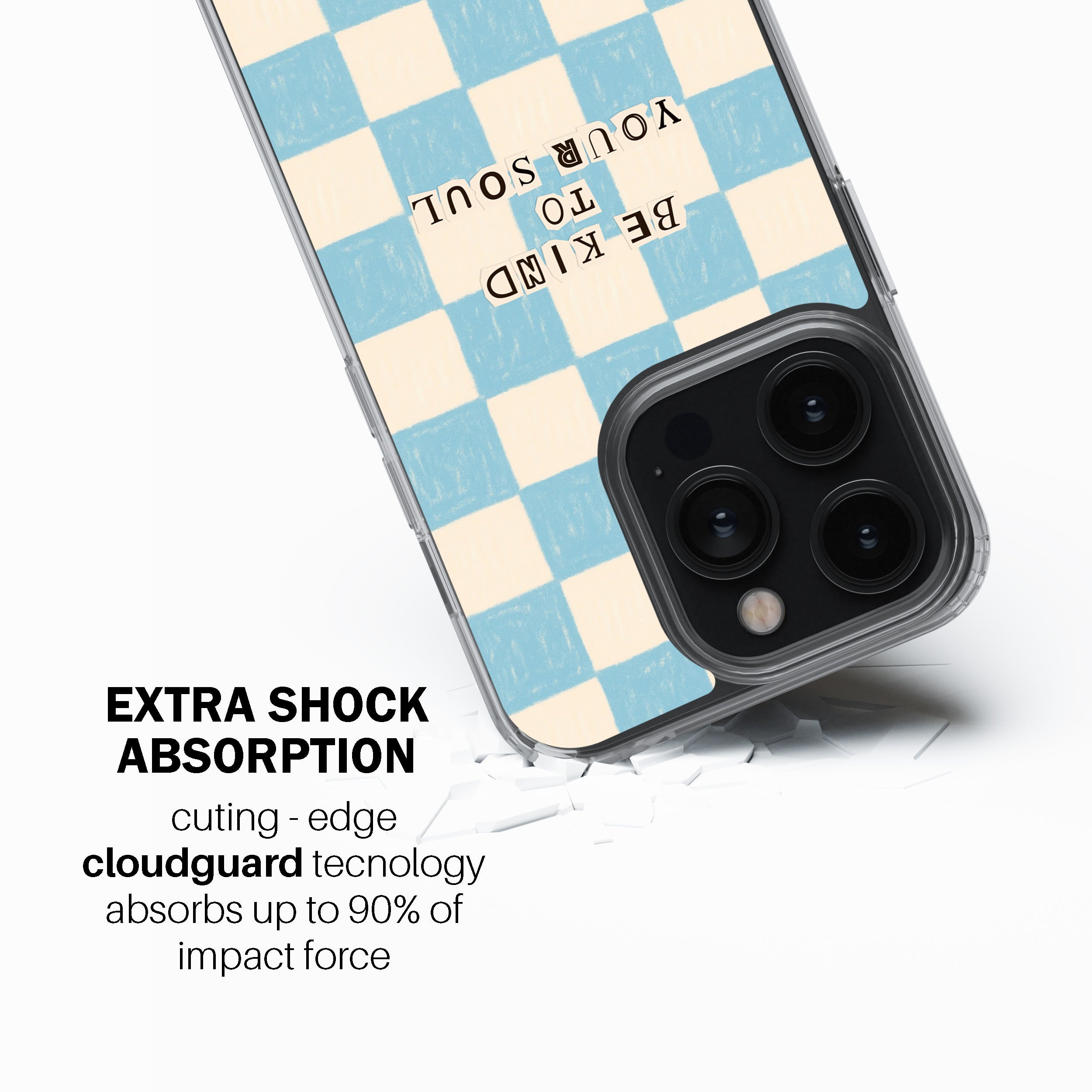 Sky Blue Checker Kindness – “Be Kind to Your Soul”