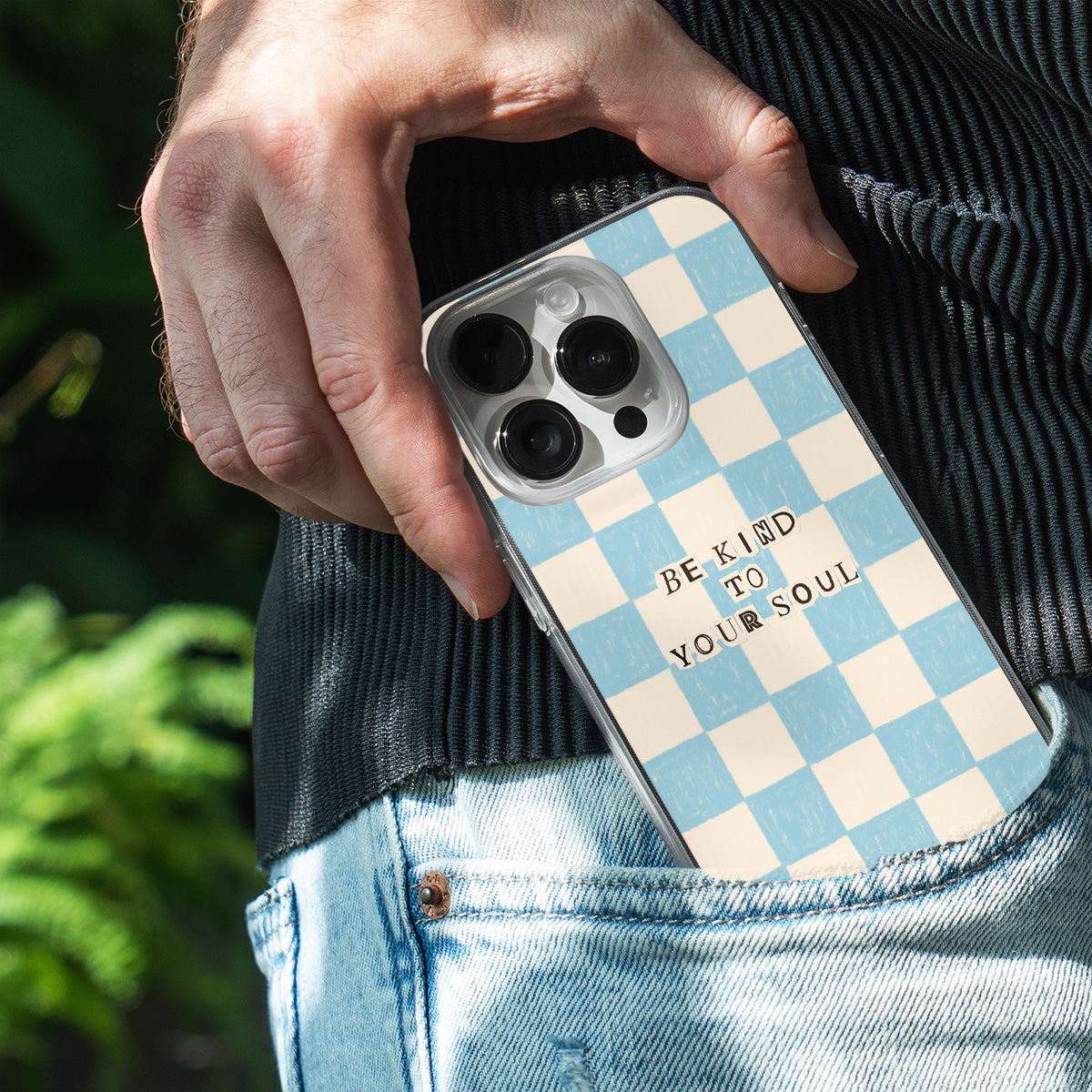 Sky Blue Checker Kindness – “Be Kind to Your Soul”