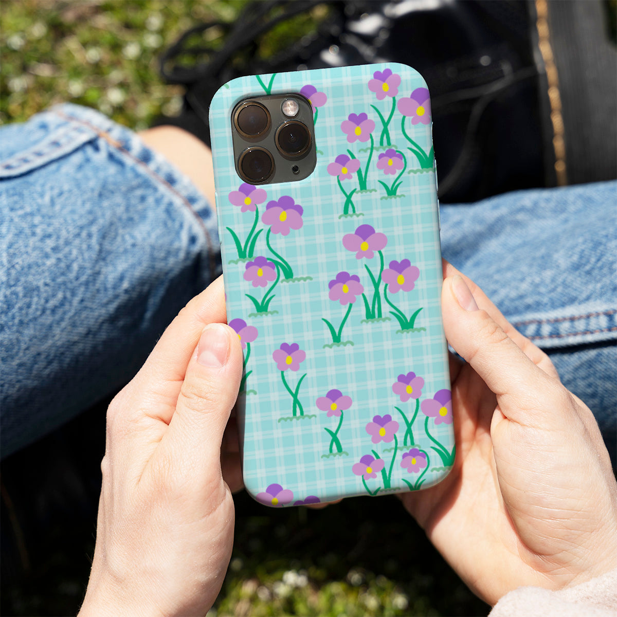 Floral Gingham Mobile Cover