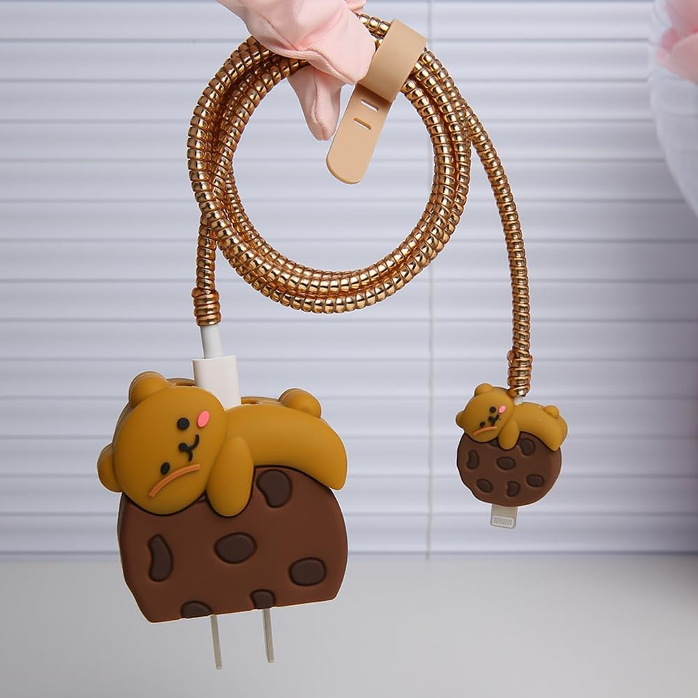 3D Cute Pooh Cartoon Charger Case & Cable Protector (18W/20W)