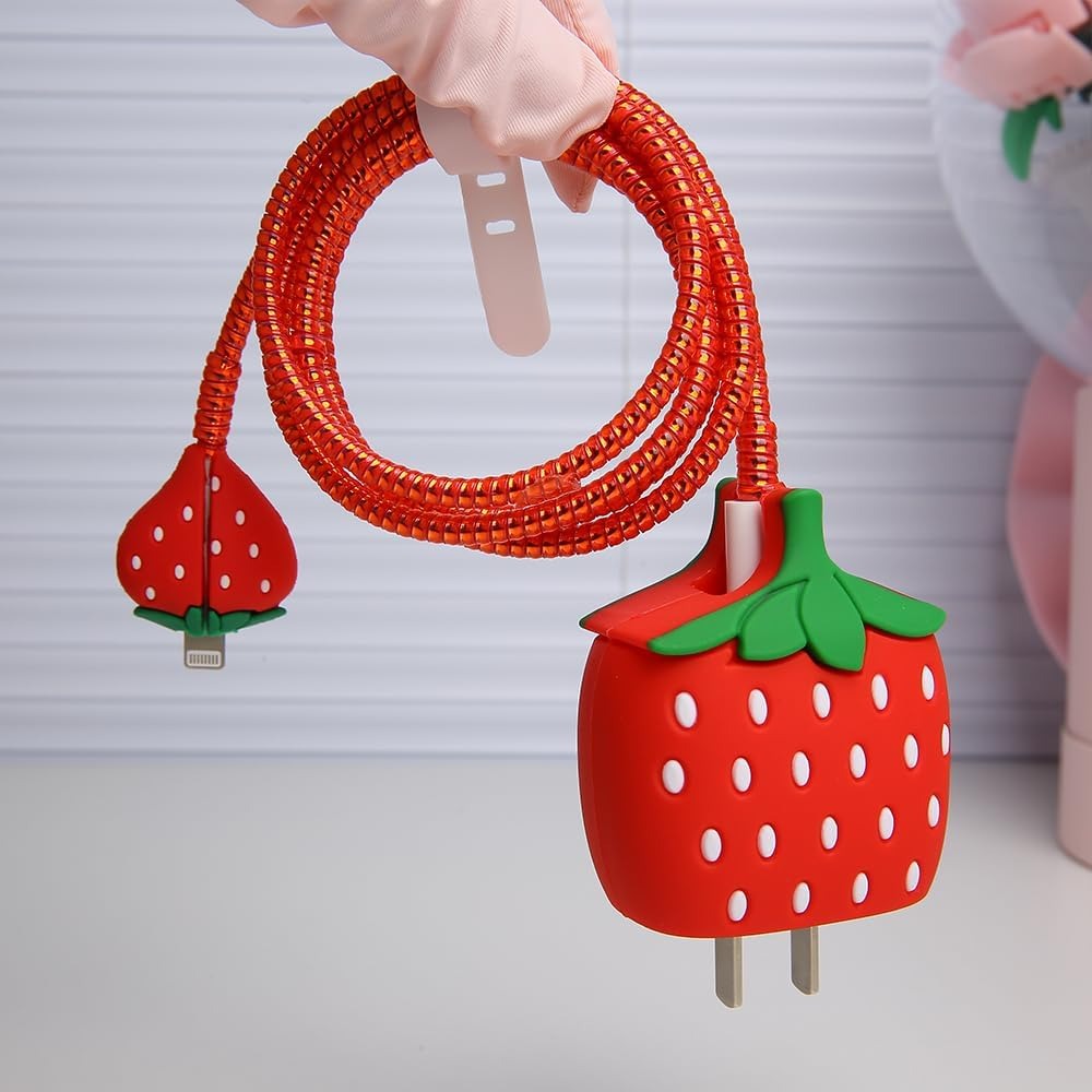 3D Strawberry Charger Case & Cable Protector (18W/20W)