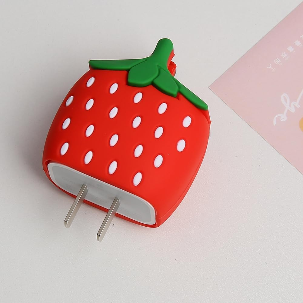 3D Strawberry Charger Case & Cable Protector (18W/20W)