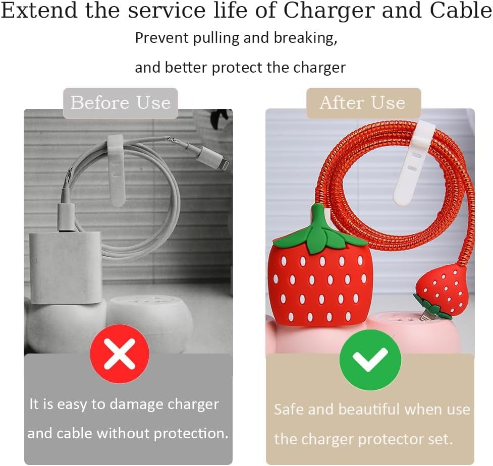 3D Strawberry Charger Case & Cable Protector (18W/20W)