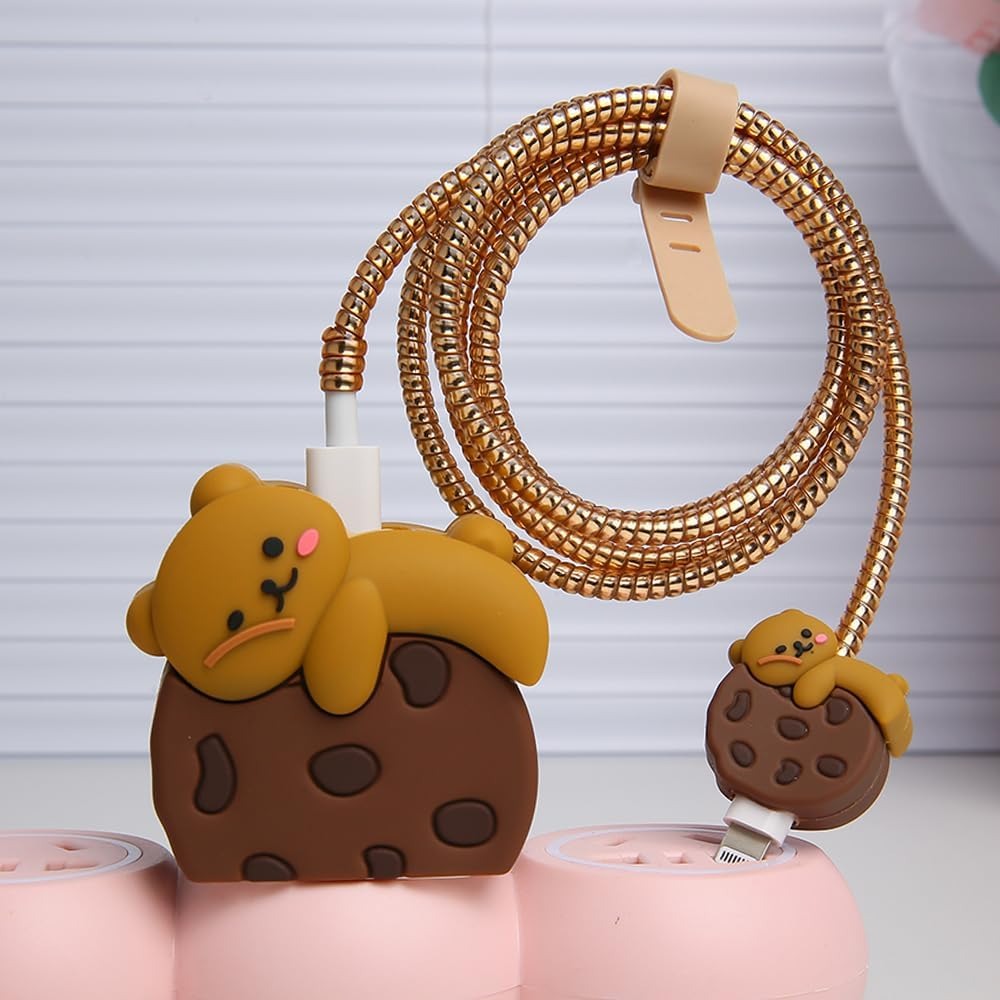 3D Cute Pooh Cartoon Charger Case & Cable Protector (18W/20W)