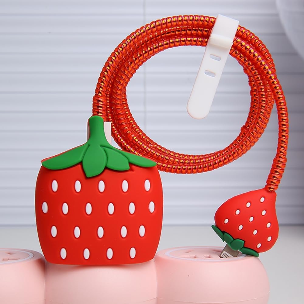 3D Strawberry Charger Case & Cable Protector (18W/20W)