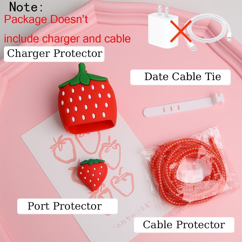 3D Strawberry Charger Case & Cable Protector (18W/20W)