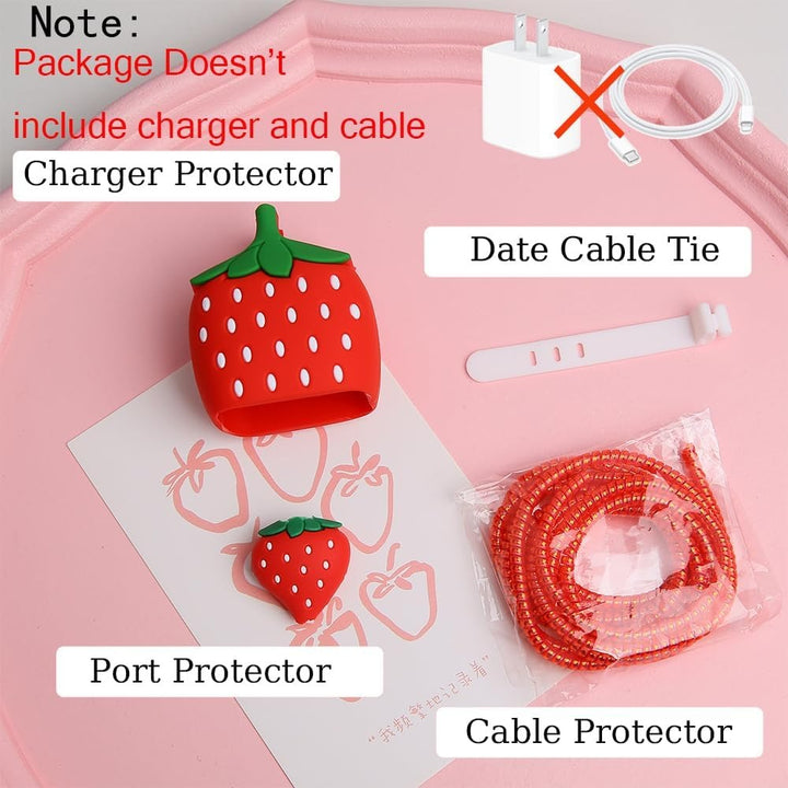 3D Strawberry Charger Case & Cable Protector (18W/20W)